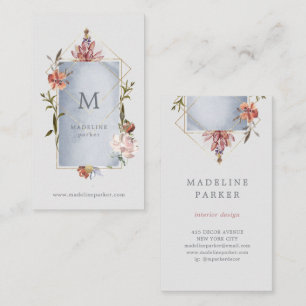 Luxe Geometric Floral with Monogram Business Card