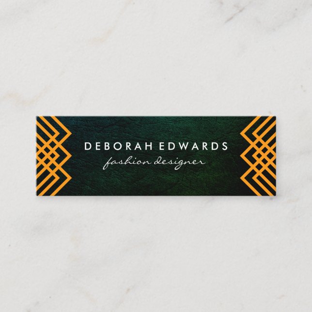 Luxe Geometric Lines Chic Texture Mini Business Card (Front)