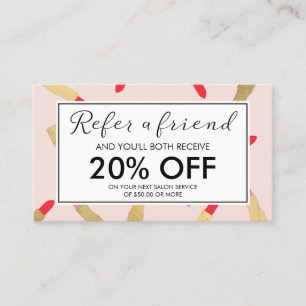 Luxe Glam Lipstick Pattern on Pink Referral Card