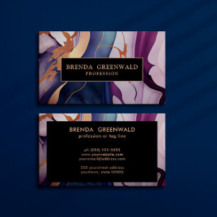 Luxe Glam Liquid Marble Blue Purple Gold  Business Card