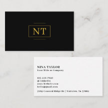 Luxe Gold 2 Initial Monogram Minimalist Black