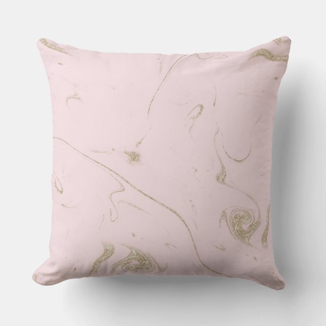 Luxe gold and blush marble image cushion (Front)