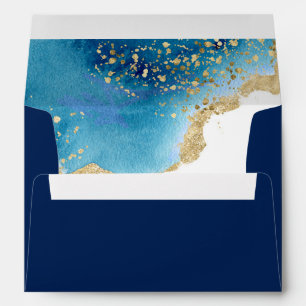 Luxe Gold and Dark Blue Ocean Bed Theme Envelope