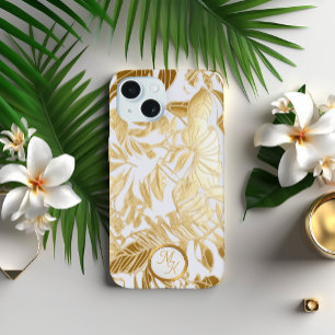 Luxe Gold and Ivory Monstera Leaf  iPhone 15 Case