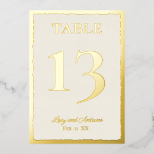 Luxe Gold Bold Edge Ecru Wedding Table Number