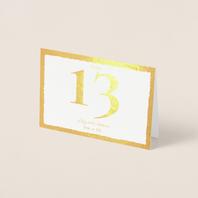 Luxe Gold Bold Edge Folded Table Number (Front)