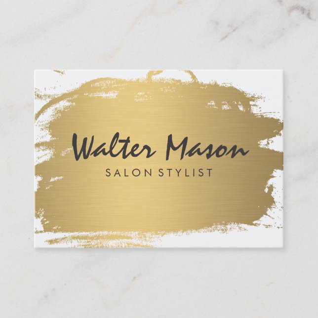 Luxe Gold Brushed Modern Text Business Card (Front)