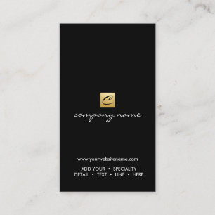 Luxe Gold Calligraphy Minimalist Black Vertical Business Card