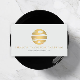Luxe Gold Catering Logo Restaurant Light Grey Business Card