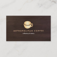 LUXE GOLD COFEE MUG LOGO on DARK BROWN WOODGRAIN
