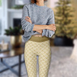 Luxe Gold Fan Pattern Mermaid Faux Glitter Glam Leggings<br><div class="desc">This pair of printed leggings is so cool to go with your Christmas Sweater,  Hoodie,  Blouses,  Shirts. Ready to Party!</div>