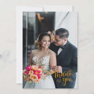 Luxe Gold Foil Wedding Thank You Card with Photo