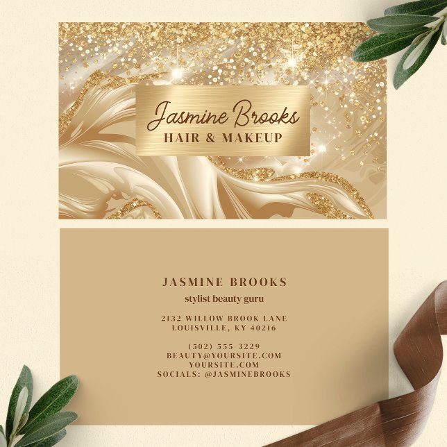 Luxe Gold Glitter And Swirls  Business Card (Creator Uploaded)