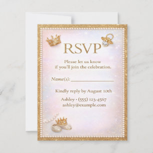 Luxe Gold Glitter Gender Reveal RSVP Card