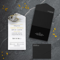 Luxe Gold Grey White Marble Business Grand Opening