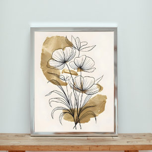 Luxe Gold Leaf Abstract Flowers Photo Print