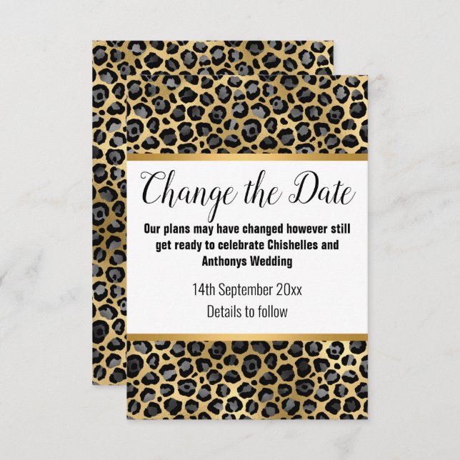 LUXE GOLD LEOPARD POSTPONEMENT CARD (Front/Back)