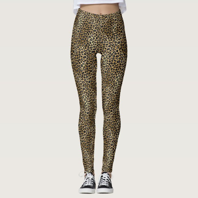 LUXE GOLD LEOPARD PRINT ACTIVE LEGGINGS  (Front)