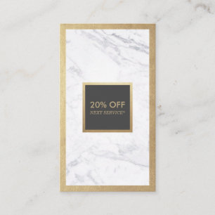 Luxe Gold & Marble Grey Discount Coupon Vertical Business Card