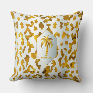 Luxe Gold Palm Safari Chic Decorative Cushion