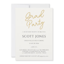 Luxe Gold Script Grad Party Invite