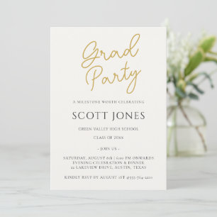 Luxe Gold Script Grad Party Invite