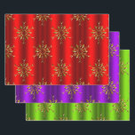 Luxe Gold Snowflakes Christmas  Wrapping Paper Sheet<br><div class="desc">A very elegant, luxurious set of Christmas wrapping paper sheets, depicting a stylish and colourful design of gold metallic snowflakes over vivid, colourful gradient backgrounds of red, purple and green. These gorgeous gift wrapping sheets will really make your gifts stand out from the crowd under the Christmas tree this year....</div>