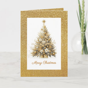 Luxe Gold Sparkle Christmas Tree Greeting  Holiday Card