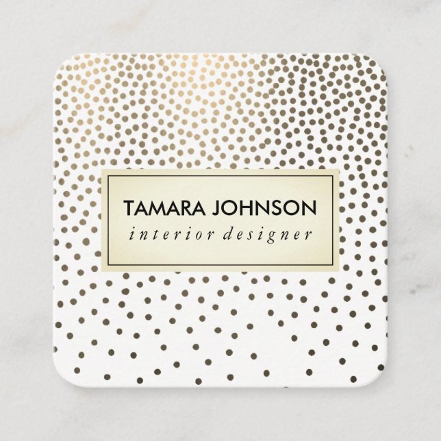 Luxe Gold Speckled Pattern Square Business Card (Front)