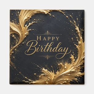 Luxe Gold Splash Birthday Elegance Magnet