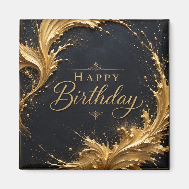 Luxe Gold Splash Birthday Elegance Magnet (Front)