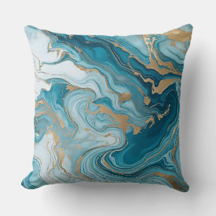 Luxe Gold Vein Marble Throw Pillow