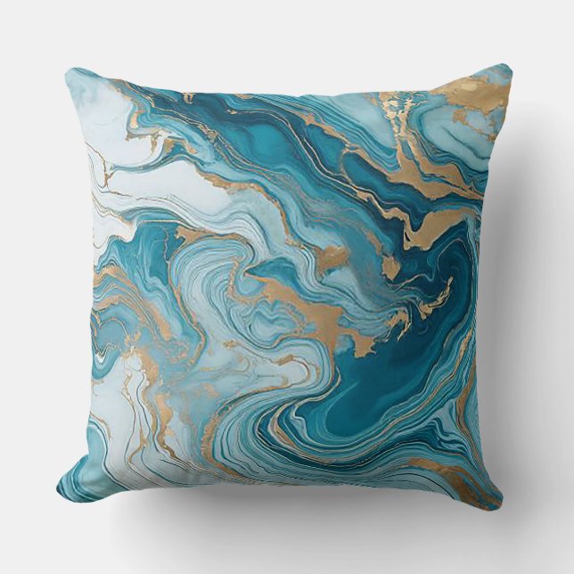 Luxe Gold Vein Marble Throw Pillow (Front)
