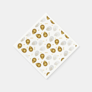 Luxe Golden Balloons & Confetti Napkins