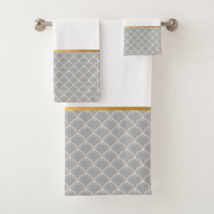 LUXE GREY MERMAID SCALE 2 BATHROOM TOWEL SET