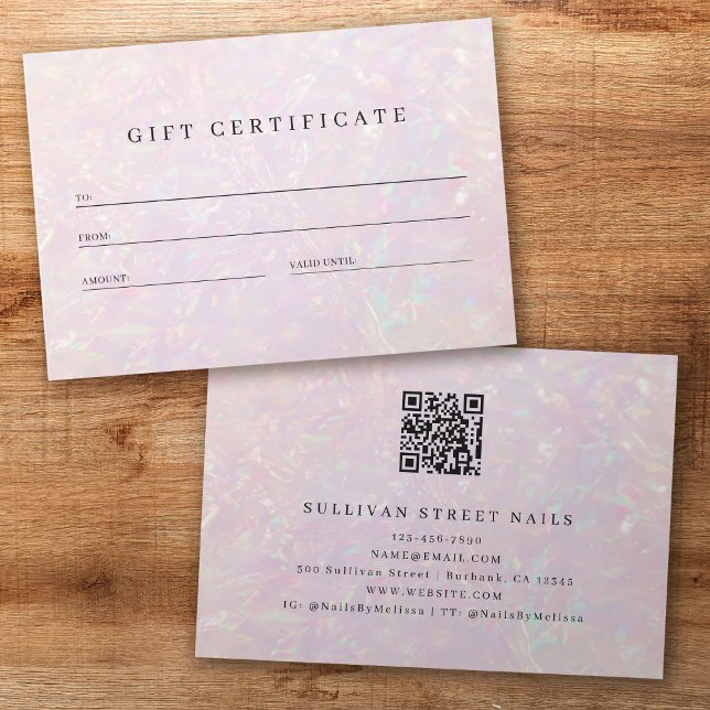 Luxe Holographic QR Code Business Gift Certificate (Creator Uploaded)