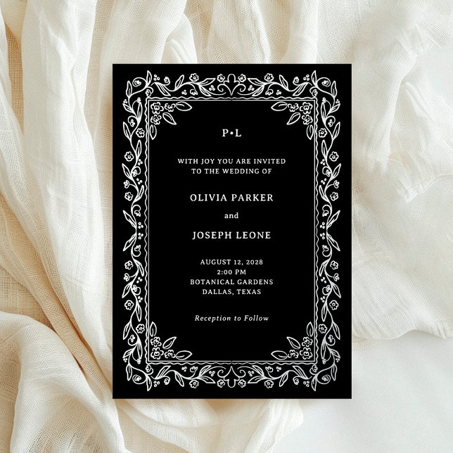 Luxe Illustrated Frame on Black | Wedding Silver (Creator Uploaded)