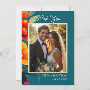 Luxe in Bloom Wedding Photo Thank You Card