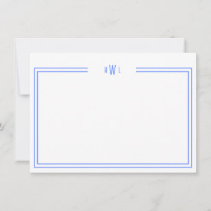 Luxe Initial Personal Stationery Blue Card