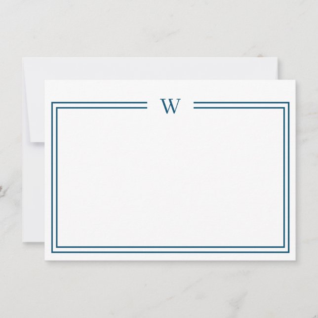 Luxe Initial Personal Stationery Teal Note Card (Front)