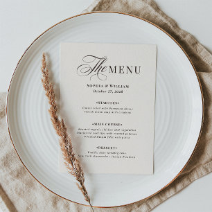Luxe Ivory and Espresso Brown Neutral Wedding Menu