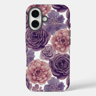 Luxe Lavender Glitter Flowers iPhone 16 Case