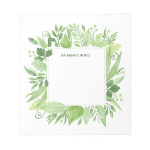 Luxe Leaves Green Botanical Frame Notepad