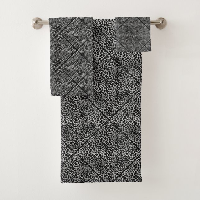 LUXE LEOPARD BLACK WHITE TOWEL SET (Insitu)