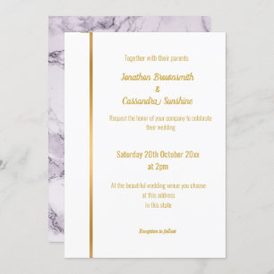 LUXE LILAC MARBLE GOLD WEDDING INVITATION