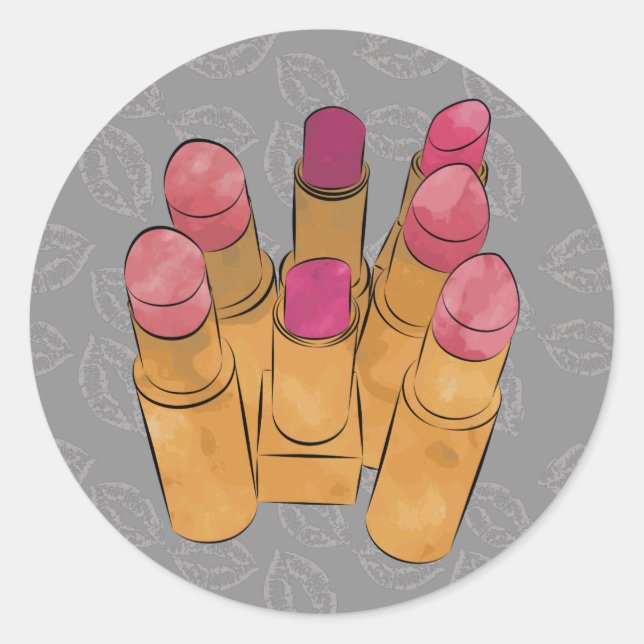 Luxe Lipstick Kiss Classic Round Sticker (Front)