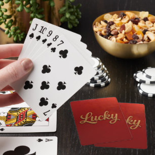 Luxe Lucky Script Red Gold Card Deck