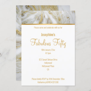 LUXE MARBLE AND PEARL GOLD CUSTOM INVITATION