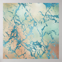 Luxe Marble | Beautiful Yellow and Coral Teal Vein