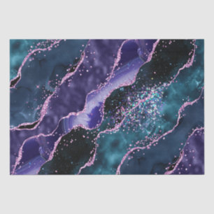 Luxe Marble Crystal Purple Teal Glitter Agate Tissue Paper